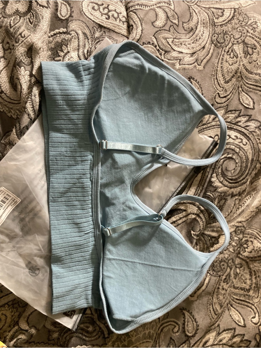 Light Blue Ribbed Bralette Large - Picture 2 of 3